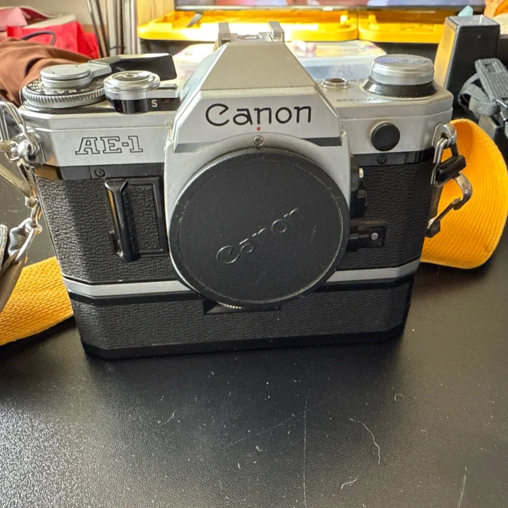 Canon AE-1 Camera with Yellow Strap
